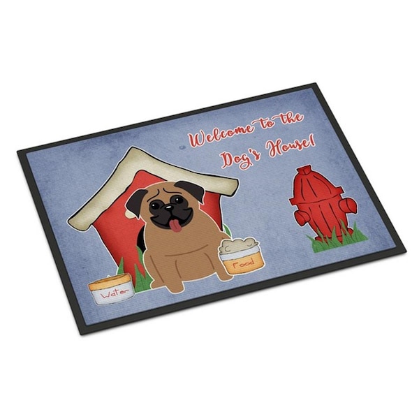 Carolines Treasures Dog House Collection Pug Brown Indoor or Outdoor Mat, 18 x 0.25 x 27 in. BB2759MAT - main